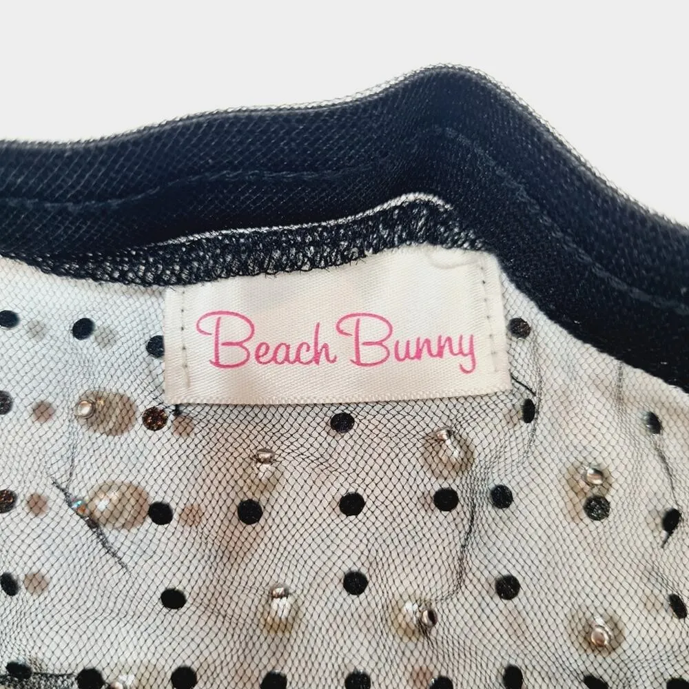 Beach Bunny Glitzy Girl Mesh Pearl Skirt in Black Small - Image 5