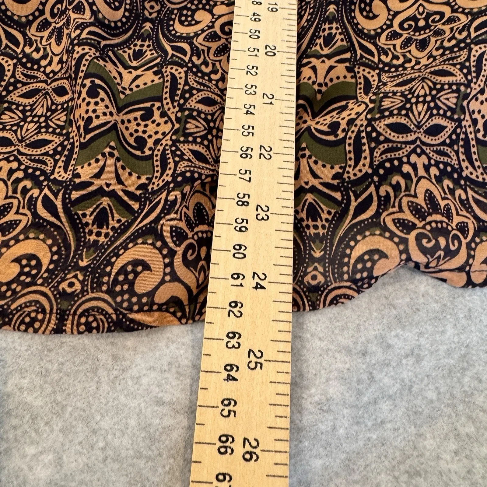 Fig and Flower Mock Neck Top Womens Large Brown Paisley Hippie Boho Forest Fairy - Image 15