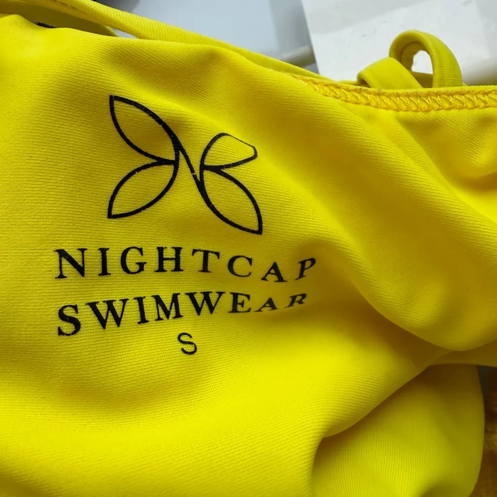 Nightcap Swimwear sz S yellow deep plunge knit One Piece‎ Swimsuit - Image 6
