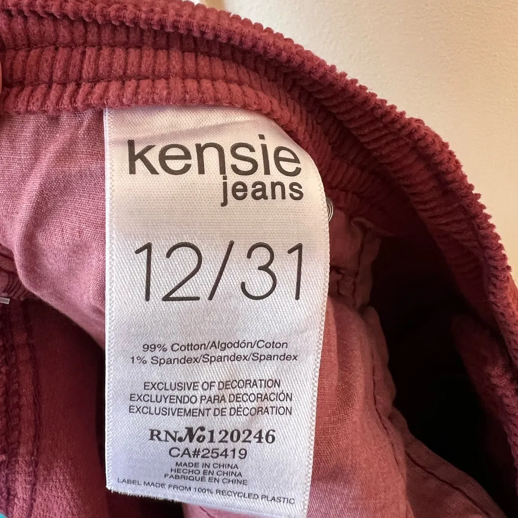 Kensie Women’s‎ NWT The Savannah High Rise Flare Red Corduroy Pants Size 12 - Image 6