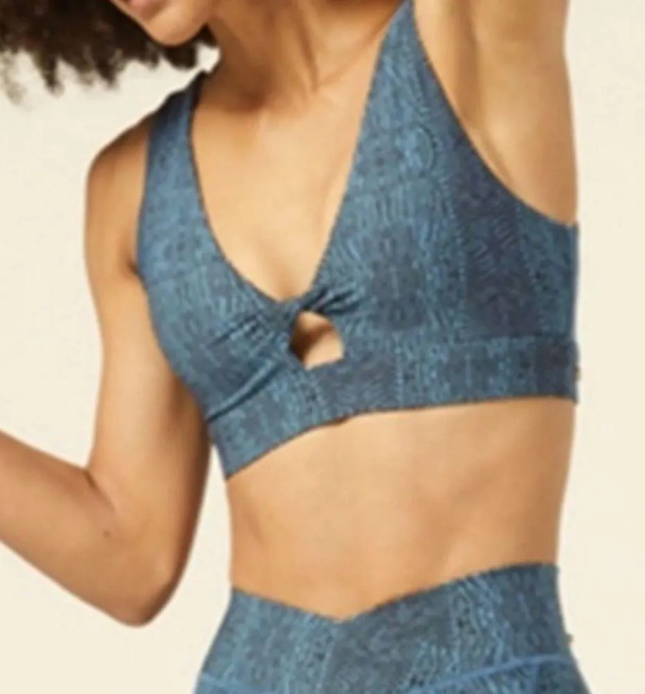 L*Space Active Women’s L Do The Twist Sports Bra Teal Blue Croc Print Padded New - Image 9