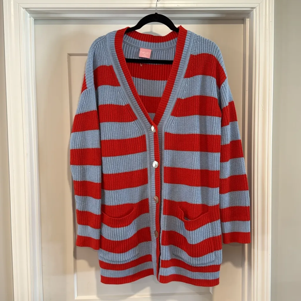 Ban.Do Slouchy Striped Red and‎ Blue Cardigan - Image 3