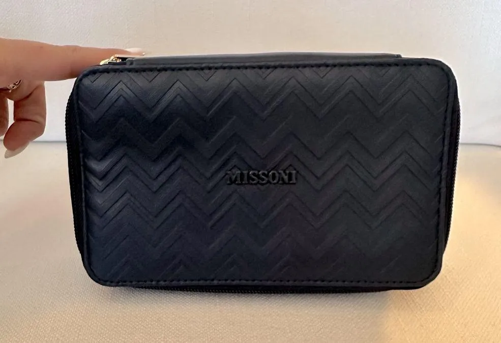 Missoni Exclusive Delta One Travel Case Pouch Wave Zipper Ltd Edition NAVY NEW - Image 7