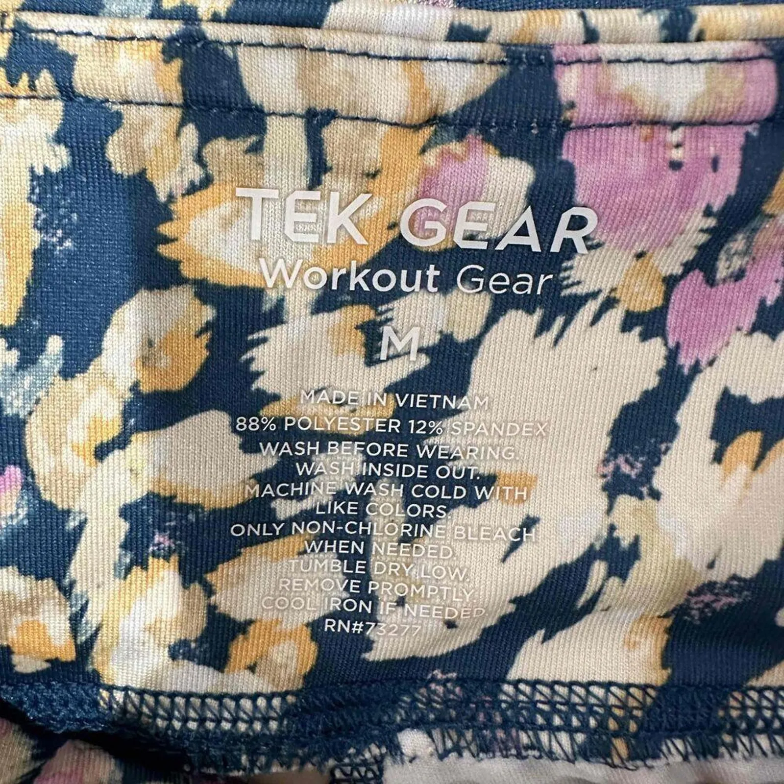 Tek Gear Womens Blue Yellow Floral Animal Pattern High Waist Leggings Medium‎ - Image 5