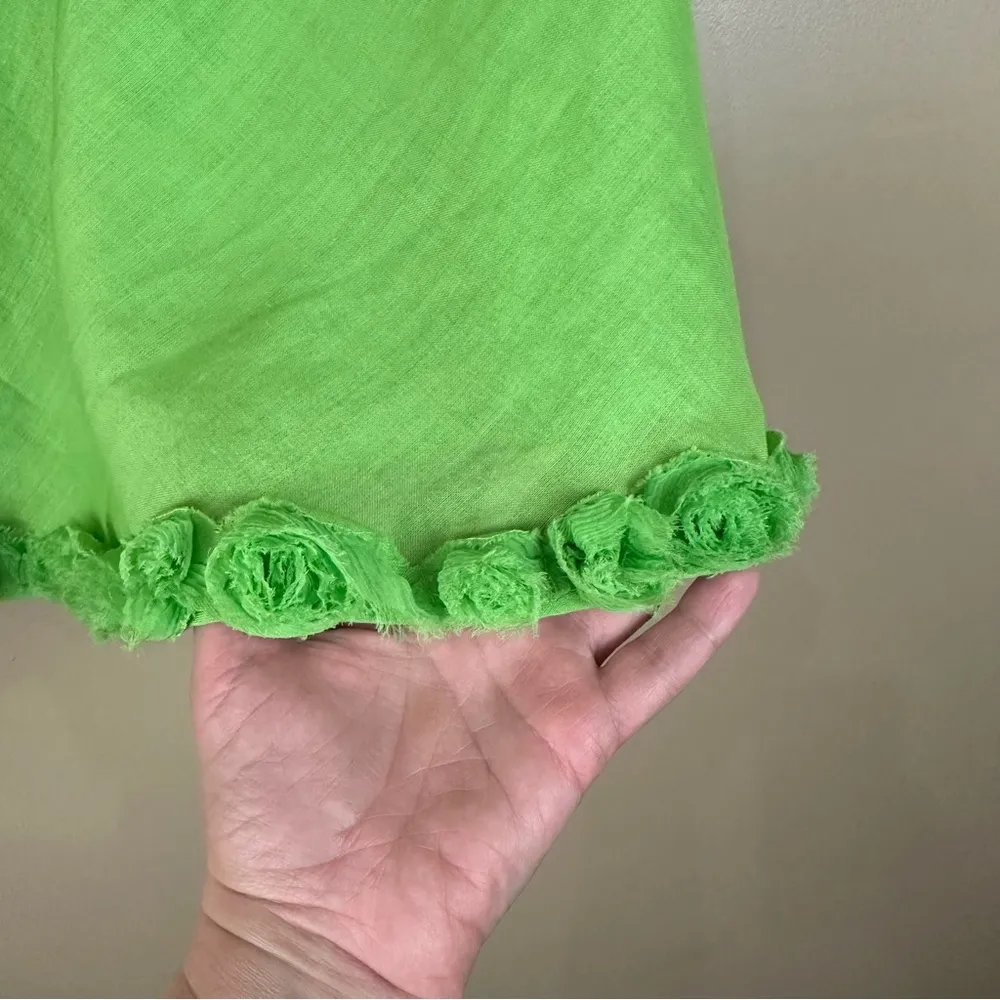 SLB Green Linen Rosette Floral Trim Pull On Skirt Petite Small PS Size undefined - Image 3