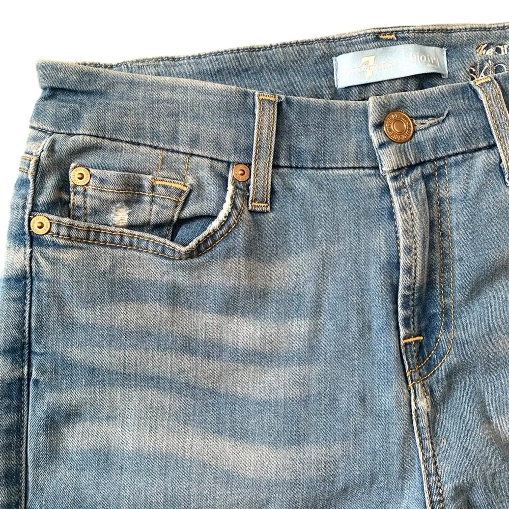 7 For All Mankind light wash distressed high waist ankle skinny s26 denim - Image 6