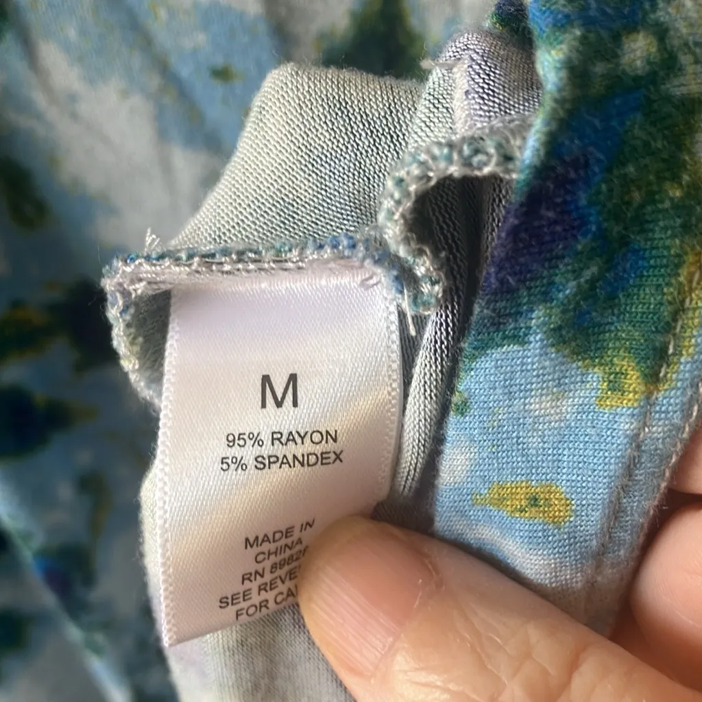 FINAL MARKDOWN LOGO by Lori Goldstein Blue & Green Blouse with Long Sleeves med - Image 3