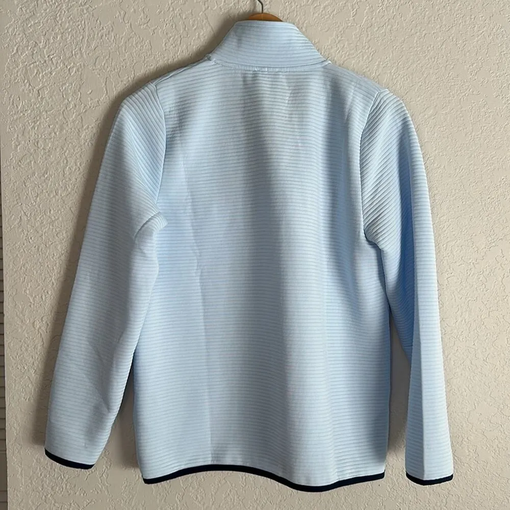 NEW J. Crew Quilted Blue Snap Front Pullover Long Sleeve Polo Medium BJ131 - Image 6