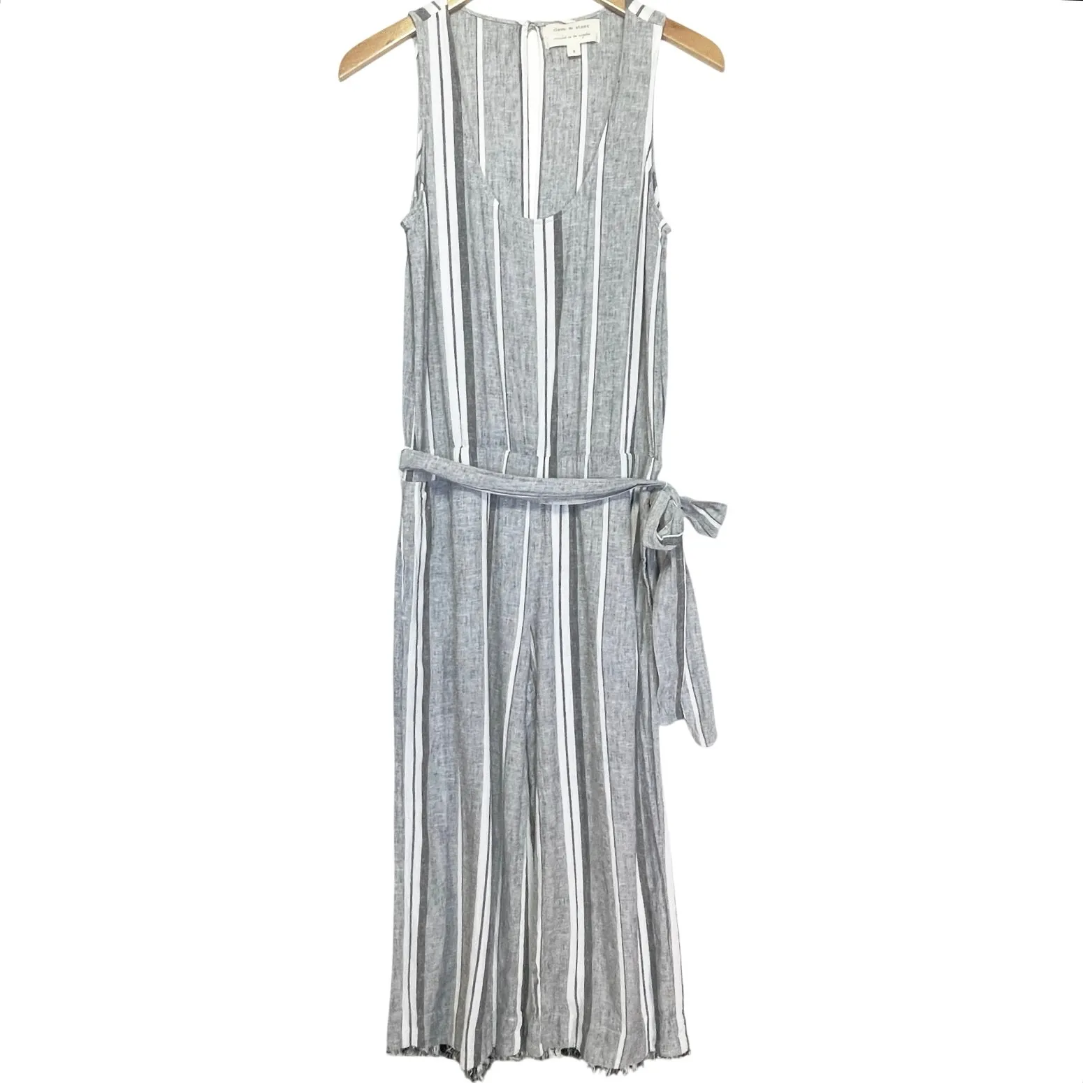 ANTHROPOLOGIE CLOTH & STONE Women’s Gray Striped Linen Blend Jumpsuit - Image 2