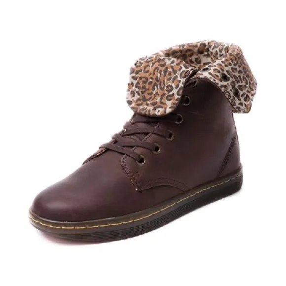🤎🖤Dr. Martens Brown Lace Up Boots with Leopard Cuff size 8Us L .🤎🖤 - Image 2