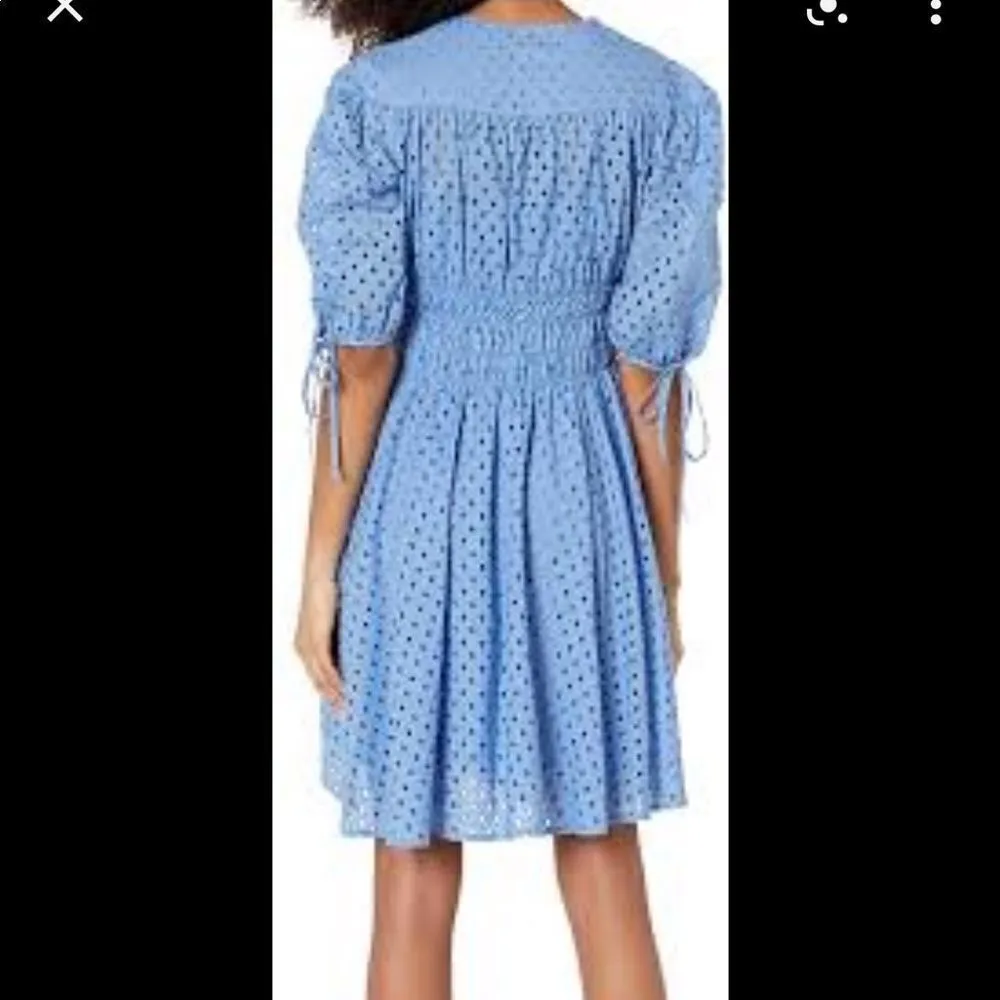 Just Taylor cotton smocked waist eyelet dress size 8 Blue - Image 2