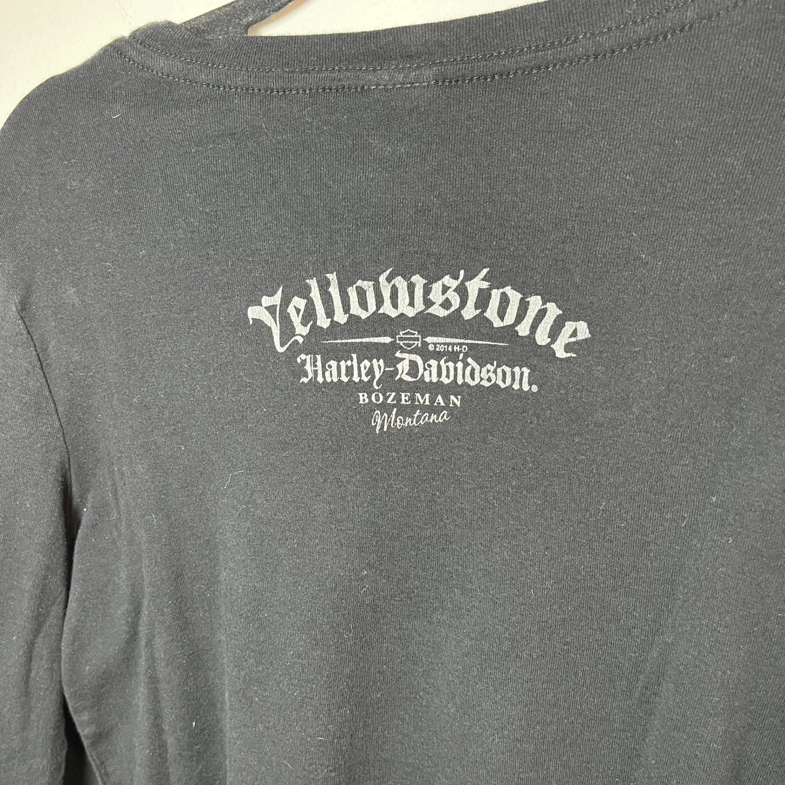 Harley Davidson Skull Wings Long Sleeve Tee Shirt Yellowstone Bozeman Size Large Black - Image 6