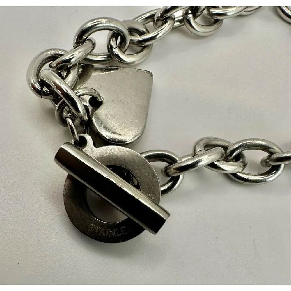 FIBO stainless steel heart chain bracelet Silver - Image 8