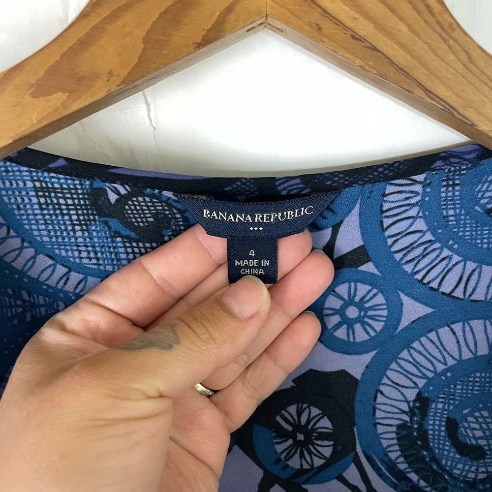 Banana Republic Blue Abstract Paisley Midi Dress - Image 3