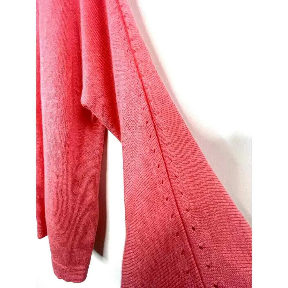 J. Jill Coral Linen Blend Knit Long Sleeve Open Front Cardigan Size Missy Medium - Image 5
