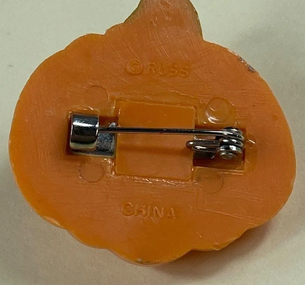 Halloween Holiday Jack-0-Lantern Pumpkin Pin Brooch Russ Silly Smile Grin - Image 3