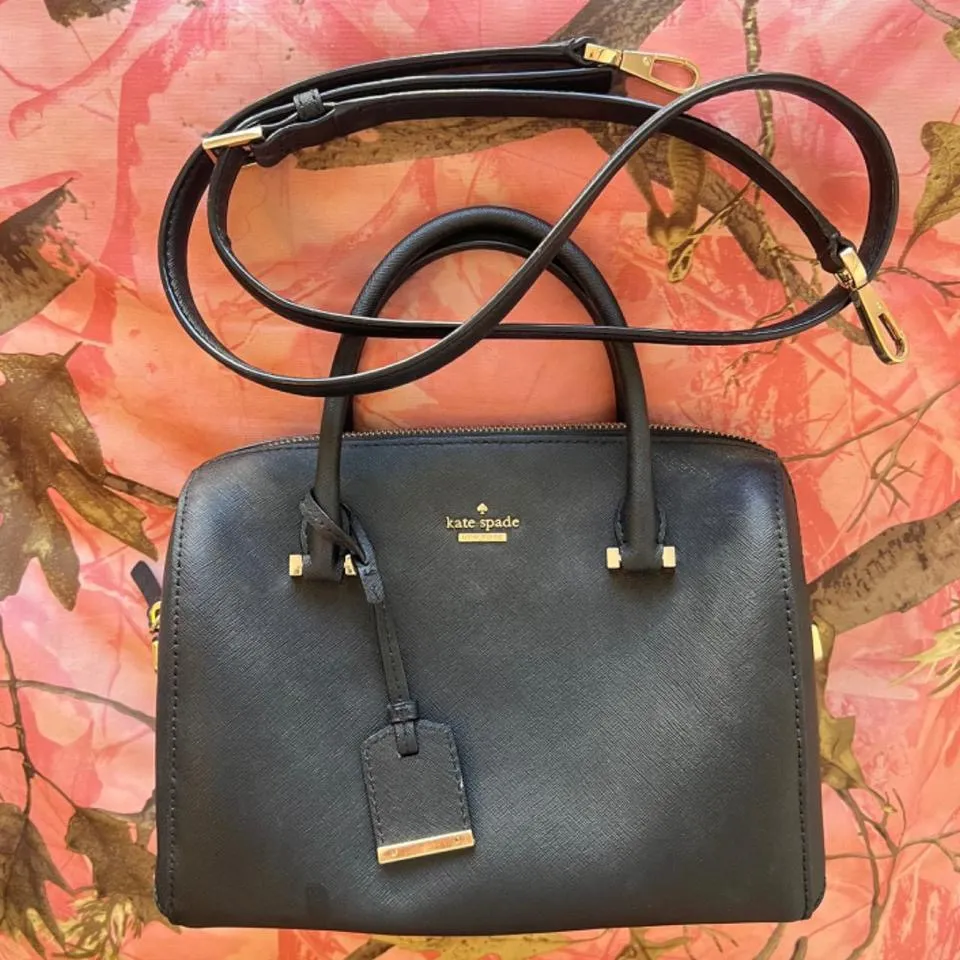 cameron st large lane satchel round leather tote bag black - Image 2