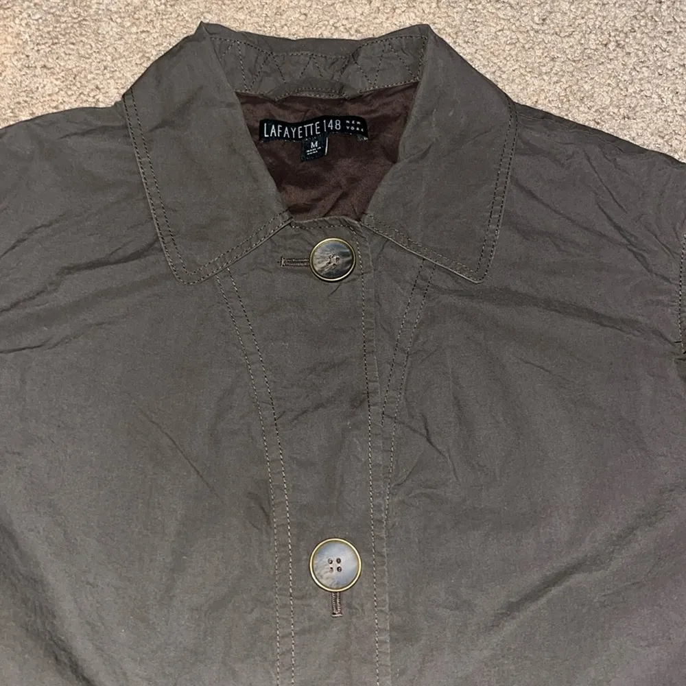 Lafayette 148  Lightweight Utility Cargo Button Down Shirt Jacket Shacket Brown M - Image 3