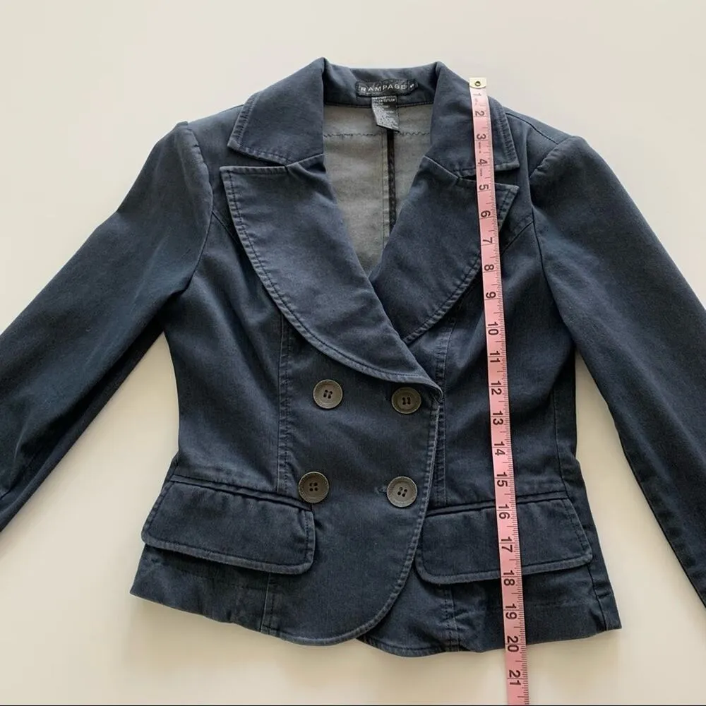 Via Penny Lane Reworked Apparel | Britney Spears Graphic Denim Blazer Jacket Blue - Image 5