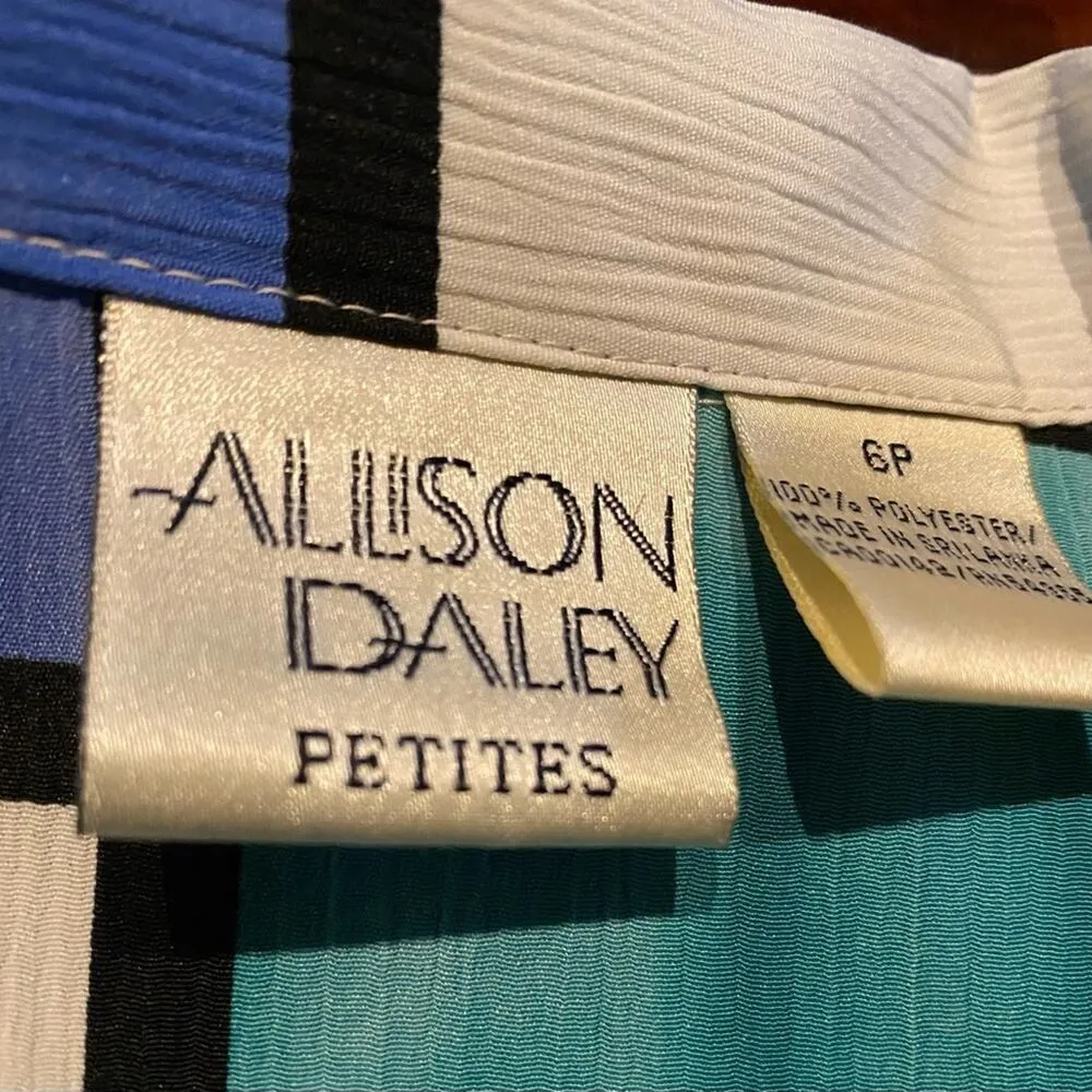 Allison Daley Button Up Shirt 6P Petite Geometric Shoulder Pads Grannycore - Image 4