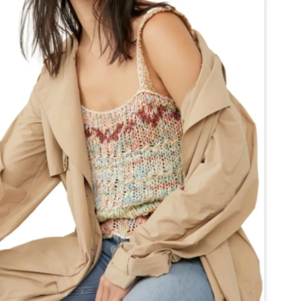 Free People Palmetto Sweater Open Stitch  tank in Candied Dream sz medium - Image 6