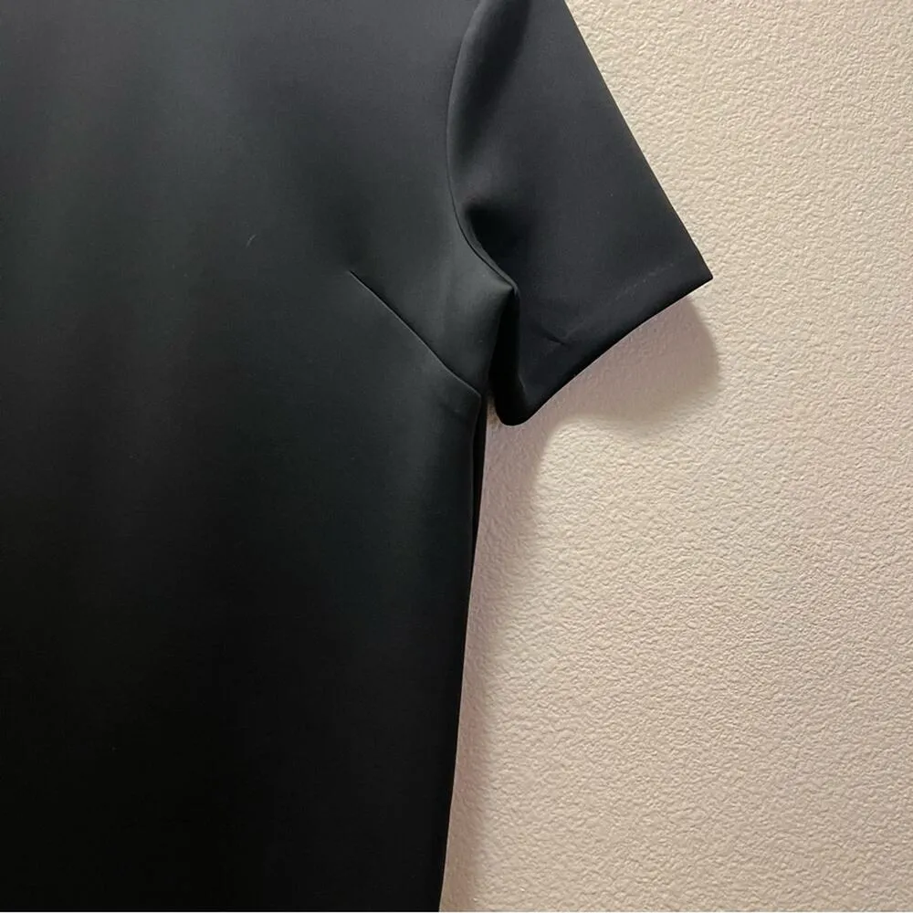 Good American Black Shift Dress Short Sleeve Padded Modern Simple Mini Sz 2 - Image 6