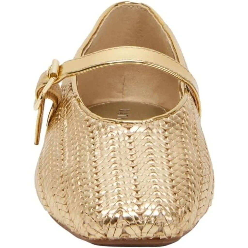 Katy Perry Womens Gold The Evie Mary Jane Woven Flat Shoes Size: 10 / 40 NIB - Image 4