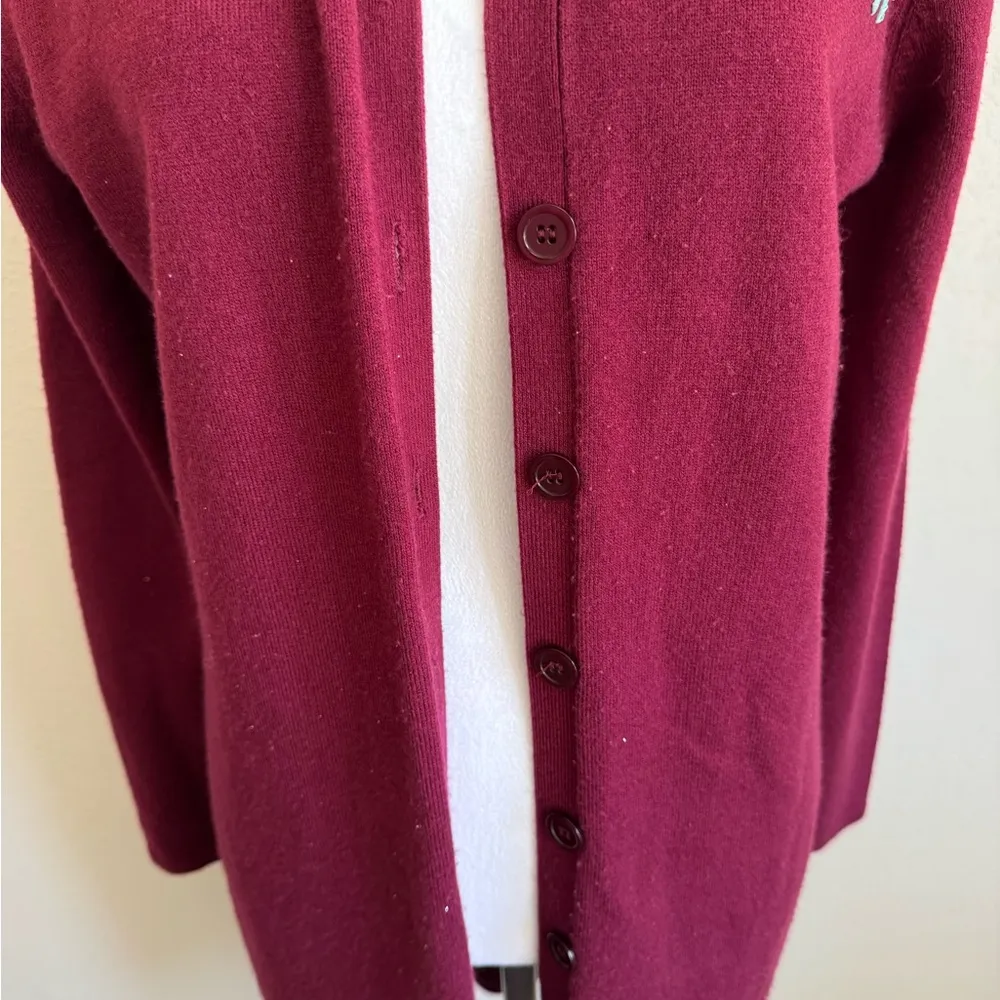 Vintage Disney Store Red Long Line Cardigan Embroidered Mickey Floral Womens M - Image 3