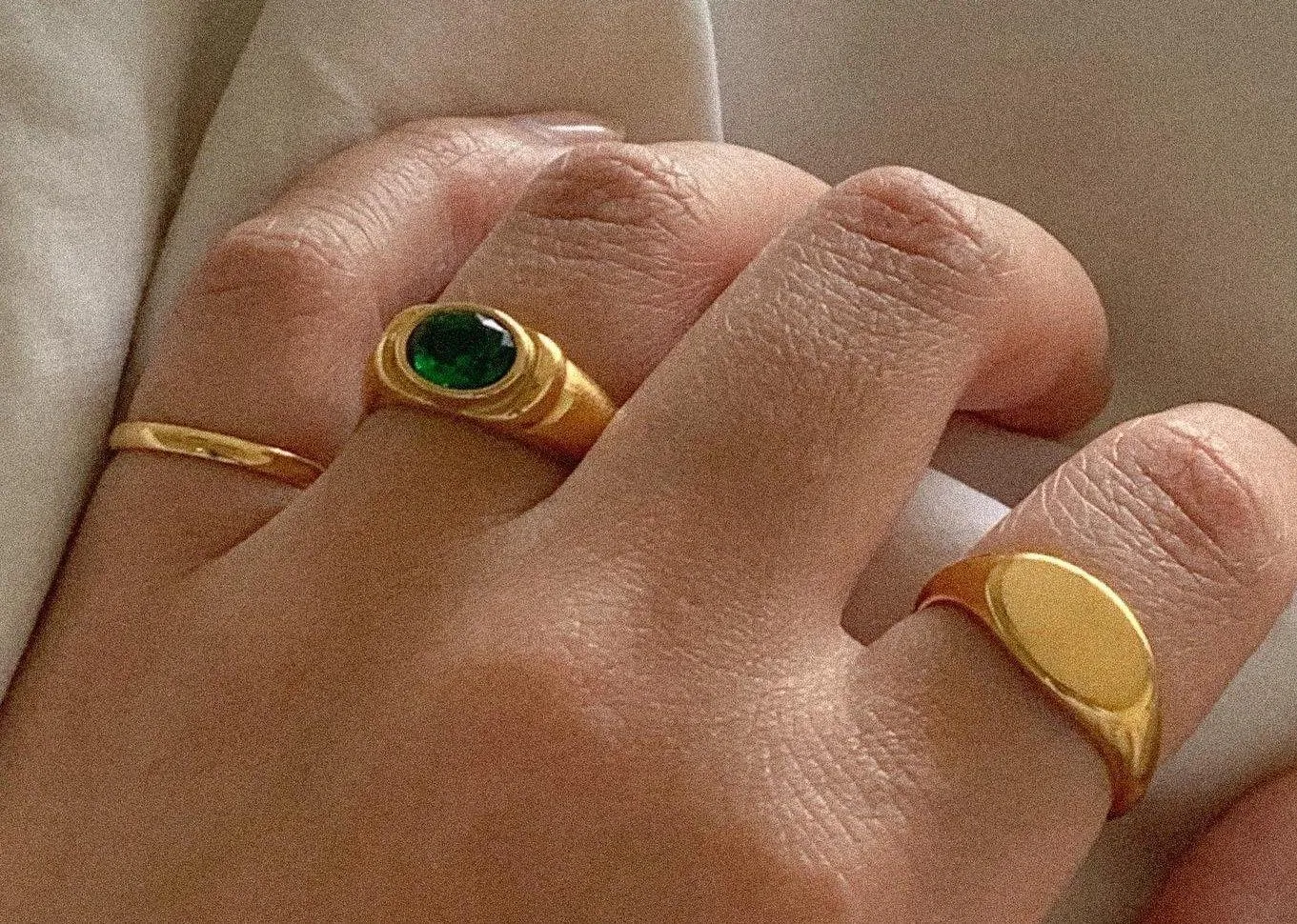 Oval Band Ring Gold Stacking Ring - Image 3