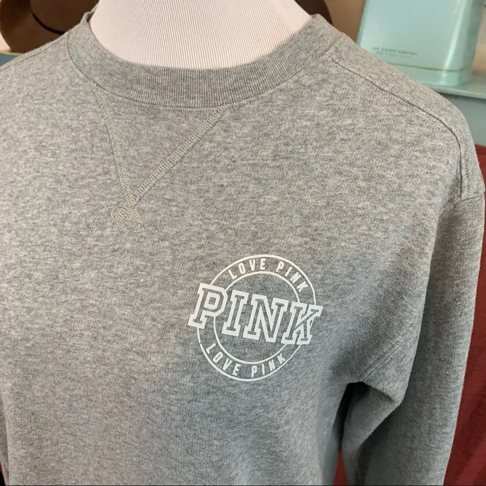 Victoria’s Secret Pink light gray logo sweatshirt - Image 2