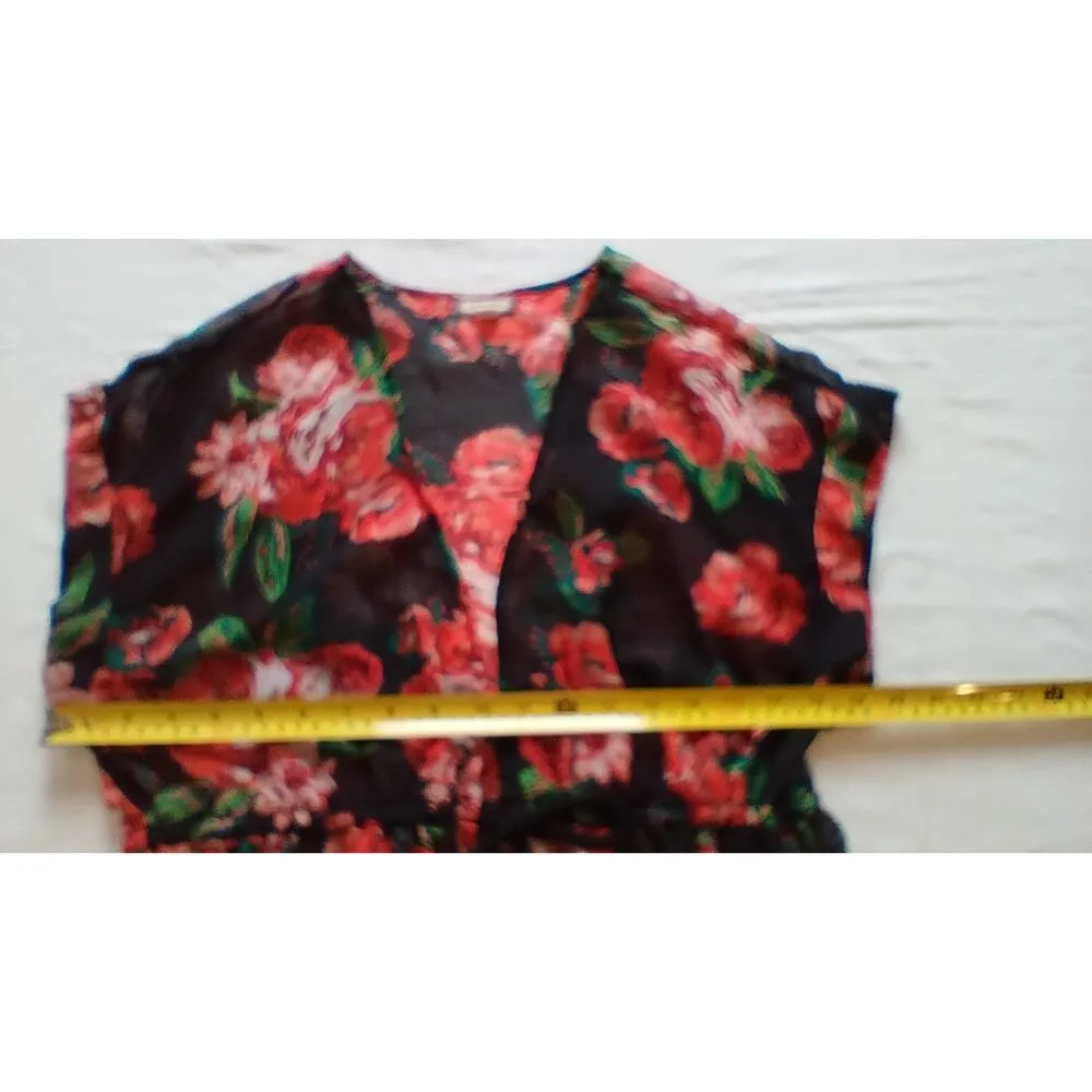 Eyeshadow Floral Print Short Sleeve Beach cover Dress Size L - Image 11