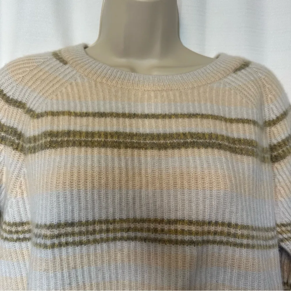J. Crew Women's Sweater 100% Cashmere Ribbed Stripe S BF015 Pearl Oyster Ash - Image 12
