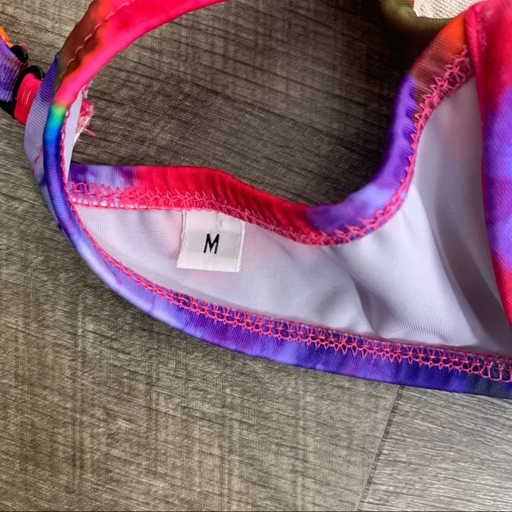 De La Mar Y2K Tie Dye Side Tie Bikini Purple - Image 8