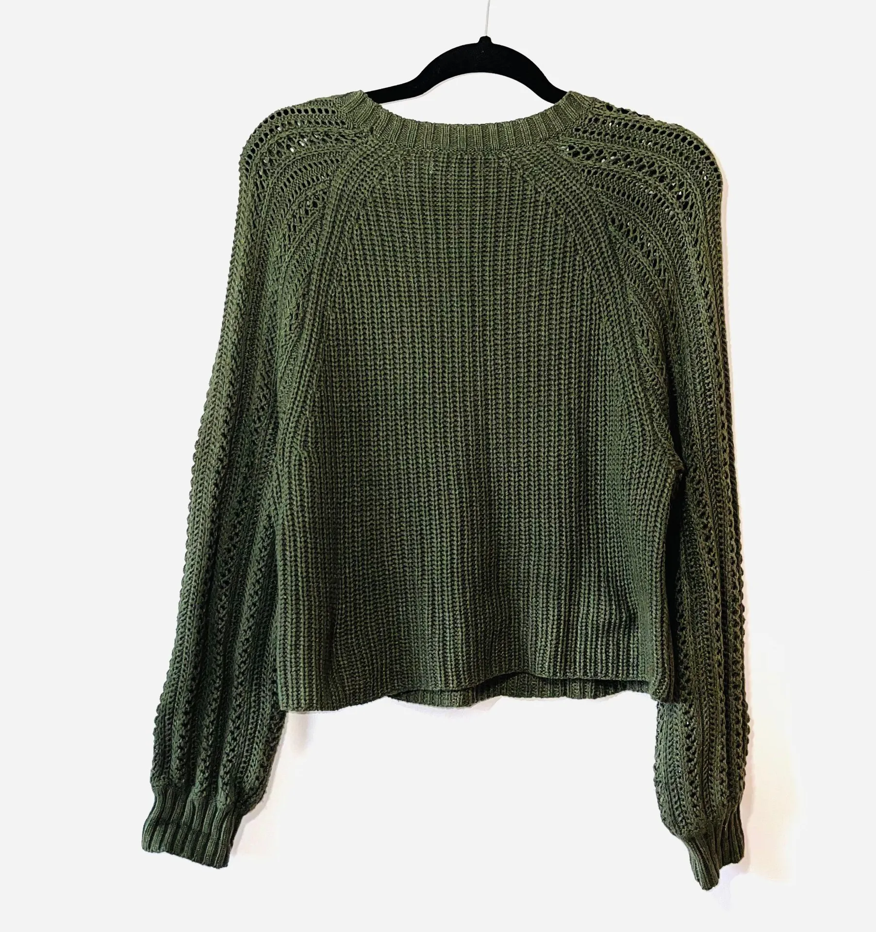 American Eagle Hunter Green Open Knit Sweater - Image 2
