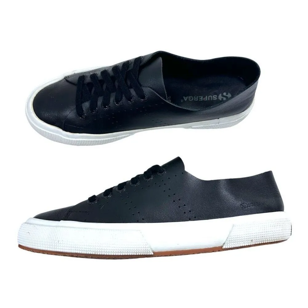 Superga Unisex 2750 Morphing Mule Raw Cut Black Leather Sneakers Size 39.5 (US 8 - Image 8