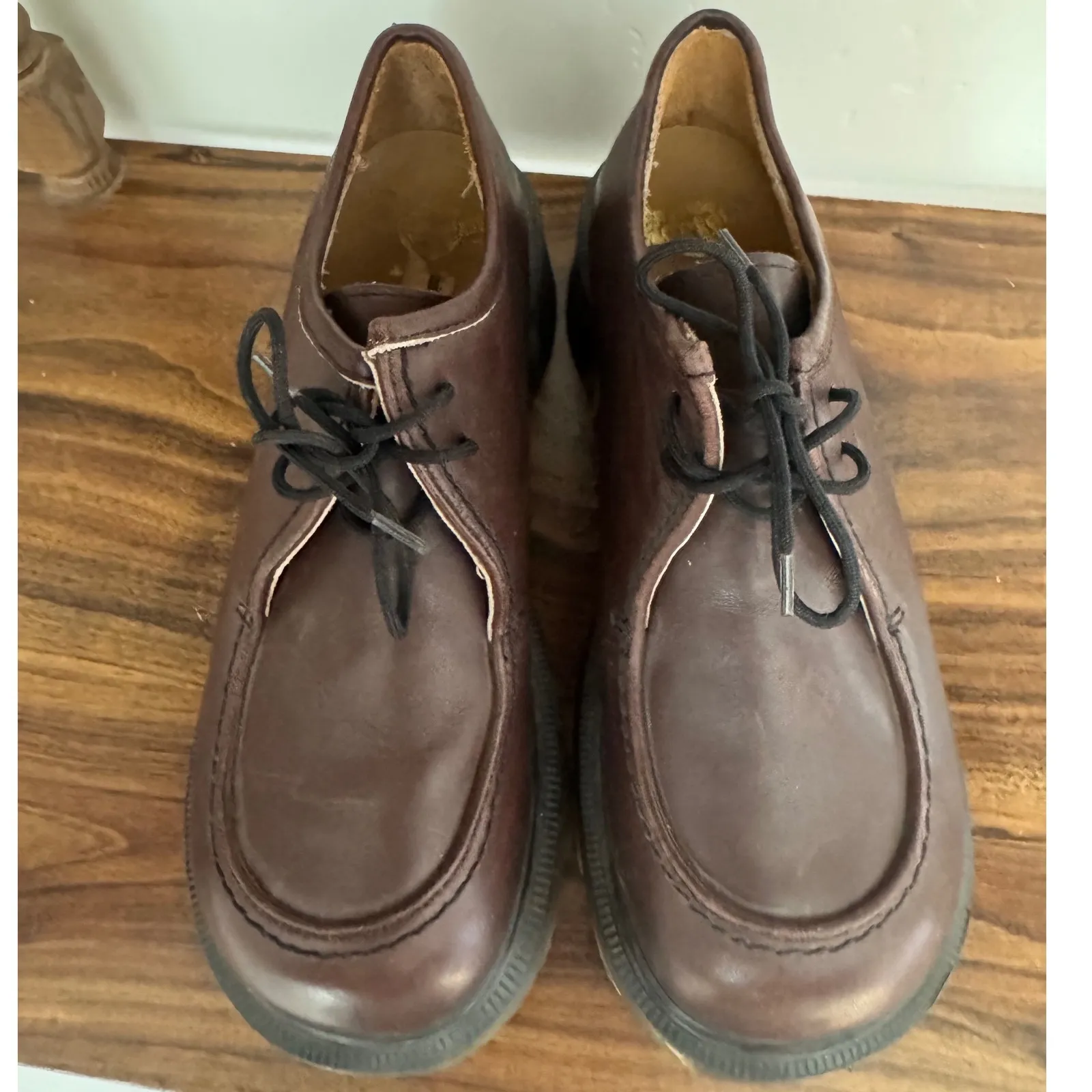 Vintage Dr. Martens UK sz4 Chunky Brown Lace Up Platform Loafer Made In England - Image 3