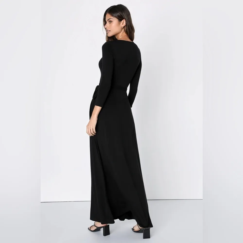Lulu’s black maxi wrap dress garden district - Image 2