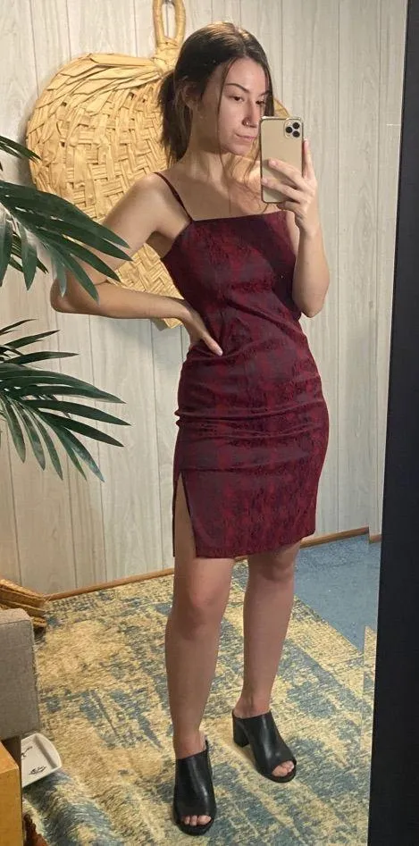 Express Y2K Trendy Shiny Red Snake Print Dress 3/4 - Image 2