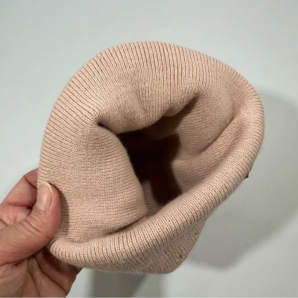 Ariat Blush Pink Knit Beanie with Metallic Gold Rhinestone Crystal Accents - Image 5