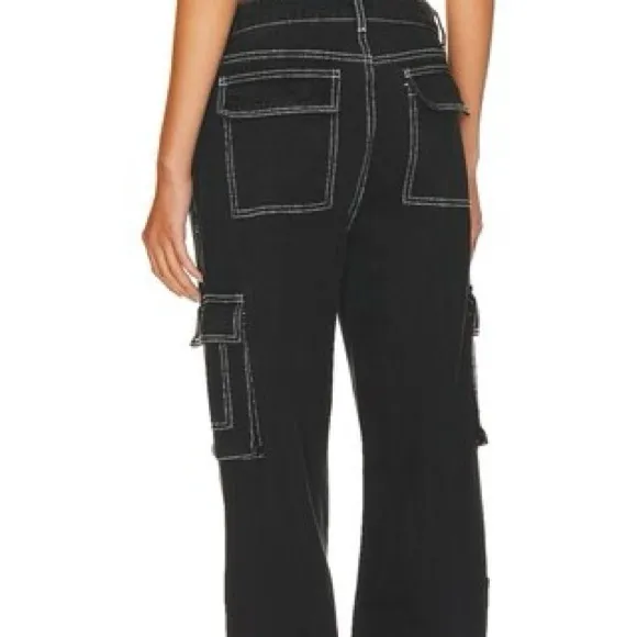 Superdown Natt Baggy Cargo Black Wide Leg Jeans - Image 4