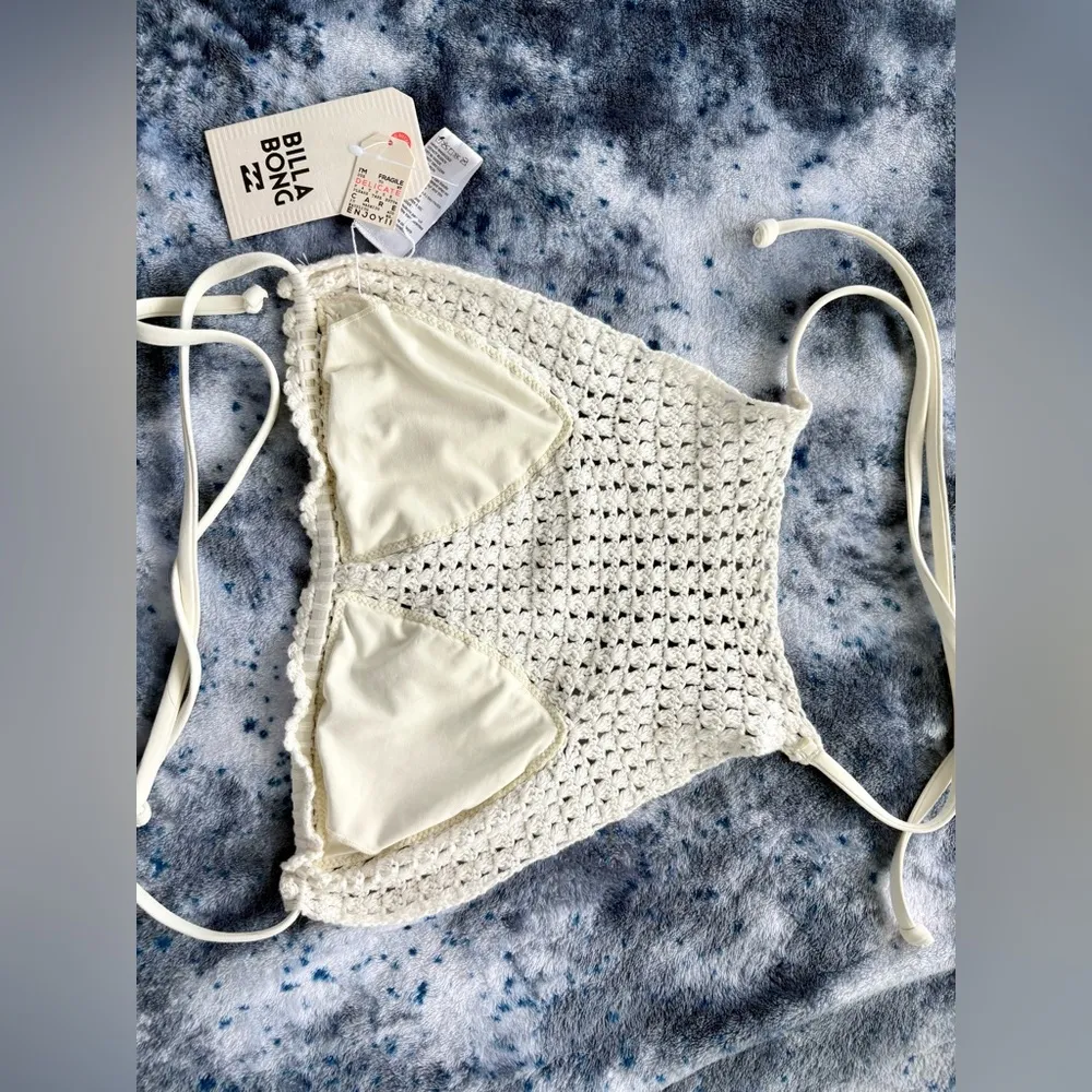 NWT Billabong Crochet Bikini Set – White/Black - Image 4
