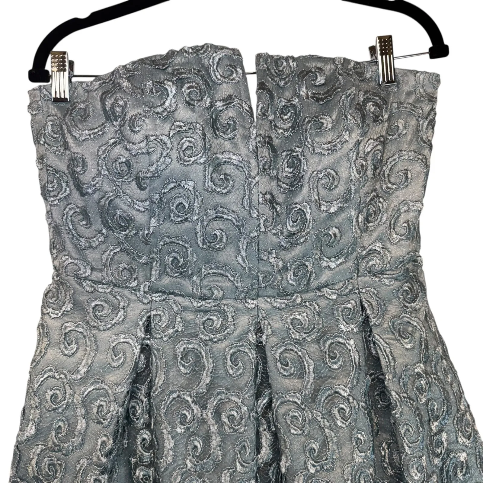 Alice Olivia Blue Gray Lace Axmis Bustier Strapless Gown Formal Lacecore Sz 6 - Image 5