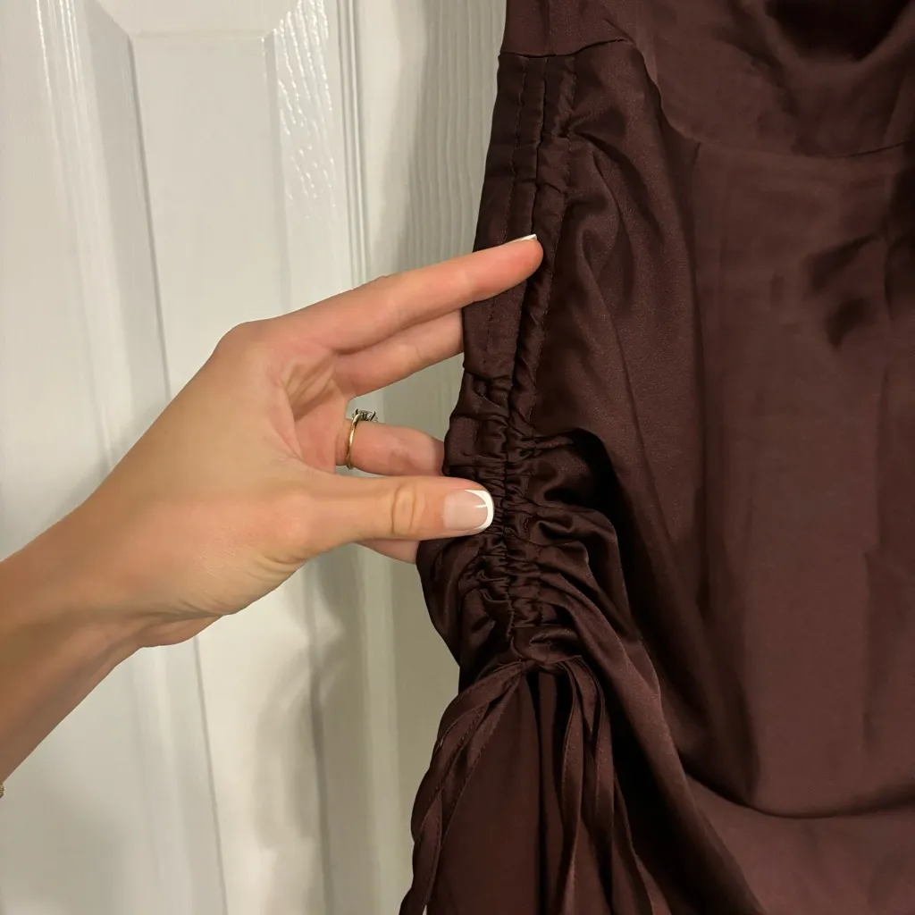 Lioness Brown Satin Mini Dress - Image 7