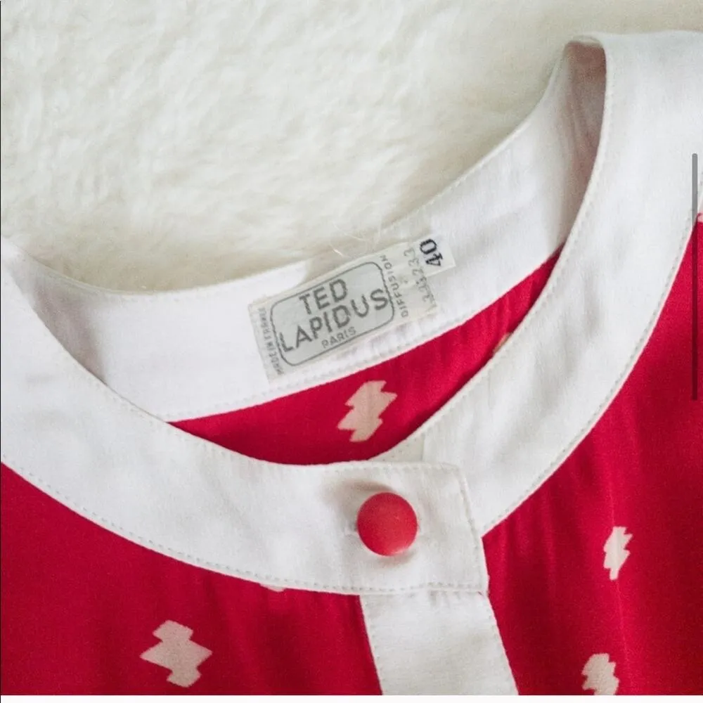 70s does 20s Ted Lapidus dress red Size L - Image 6