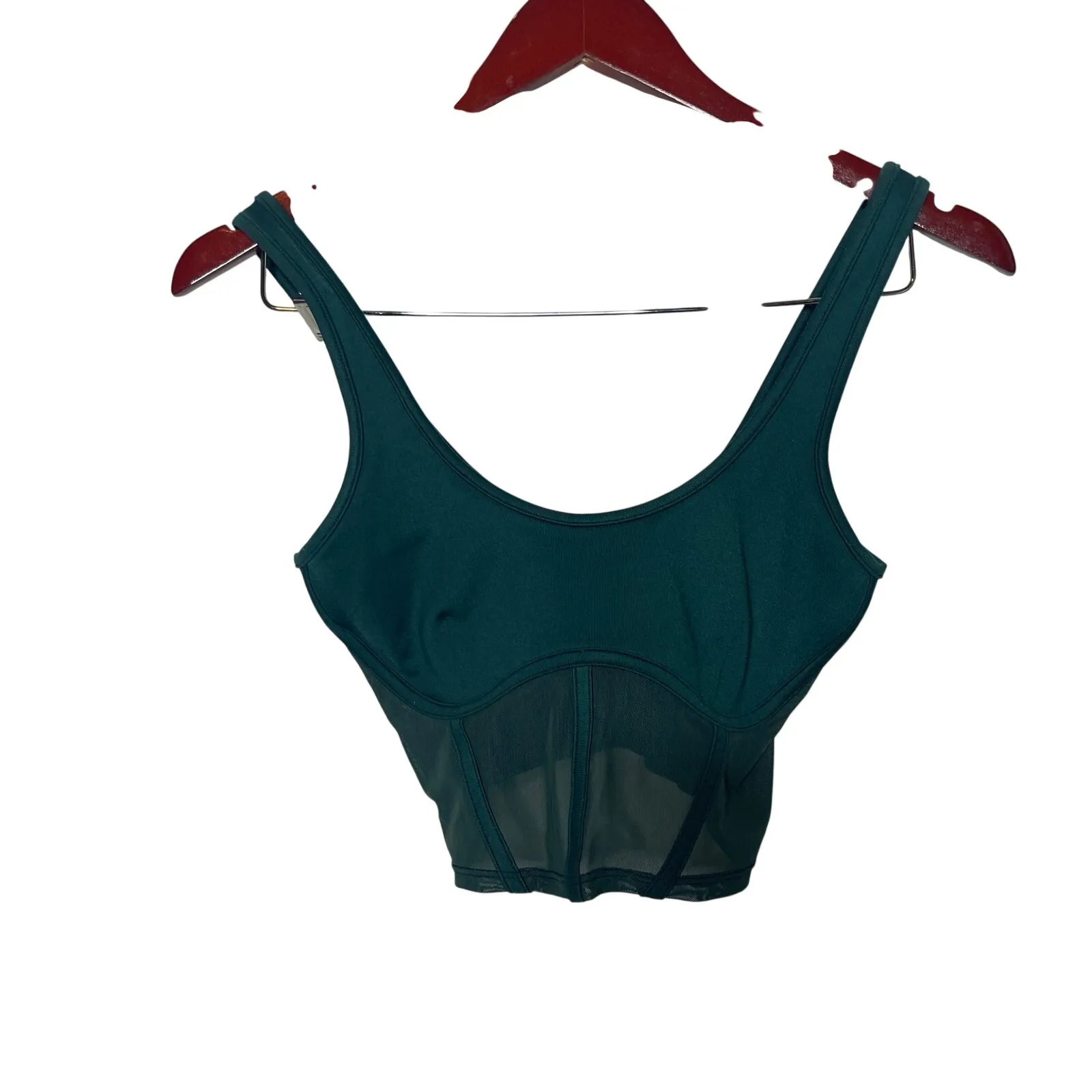 Alo Airbrush Mesh Corset Tank in midnight green sz S - Image 3