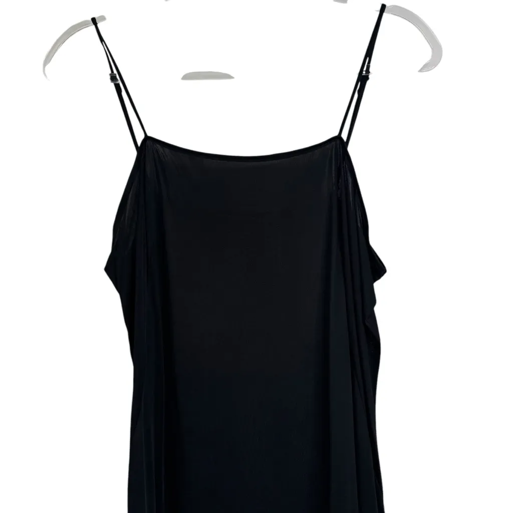 AKRIS PUNTO US 12 Black Vegan Silk Slip Dress Viscose Square Neck LBD Basic Mod - Image 5