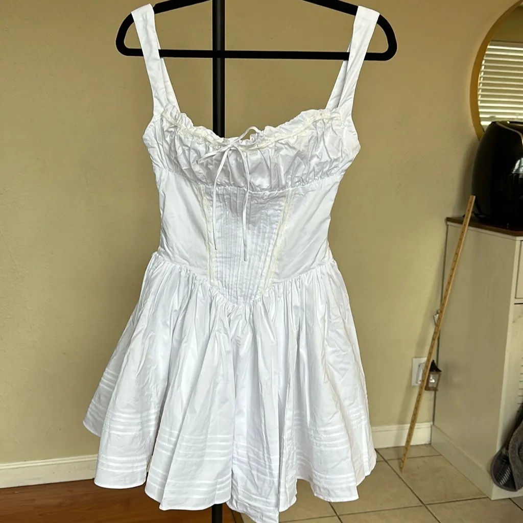House of CB NATASSIA White‎ Cotton Mini Dress NWOT size S - Image 2