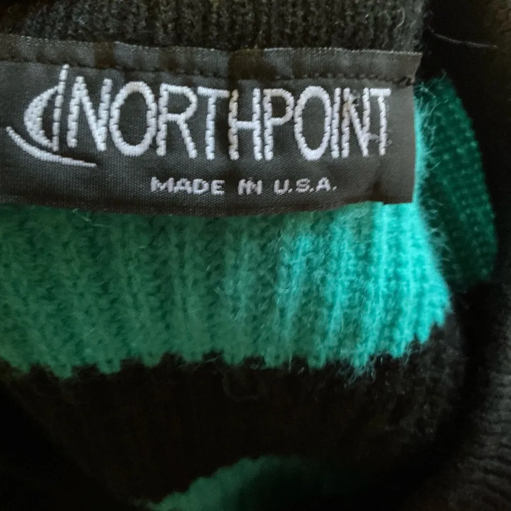 Vintage 80s striped v neck sweater Blue Size M - Image 2