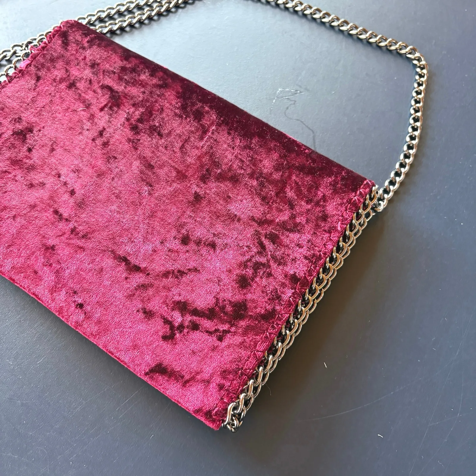 Burgundy Velvet Bag Gothic Gunmetal Silver Chain Crossbody Chelsea28 Nordstrom - Image 3