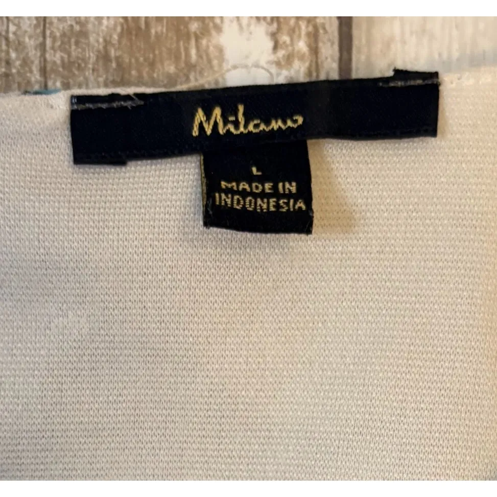 Milano Floral Pleated Flutter Sleeve Blouson Top Size Large - Image 3